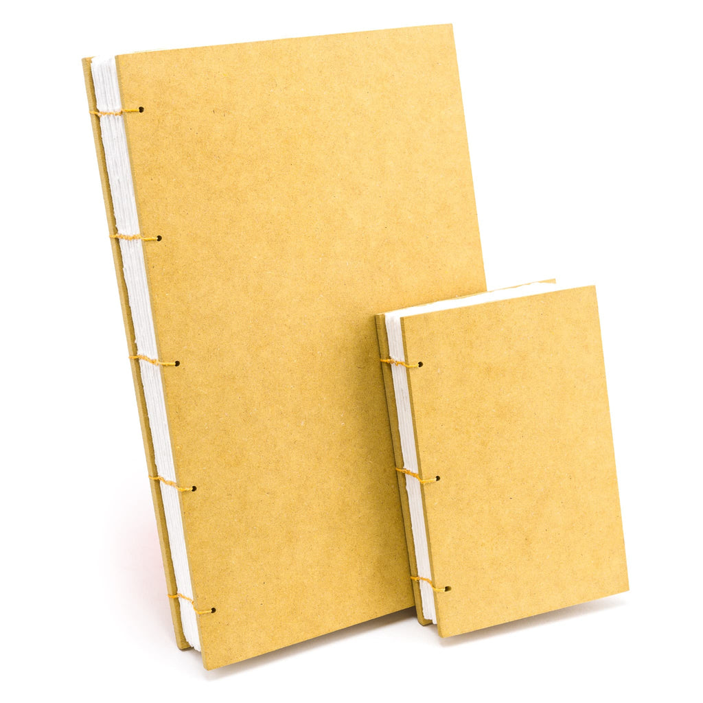 Amber handmade sketchbook made with handmade 100% white cotton paper.