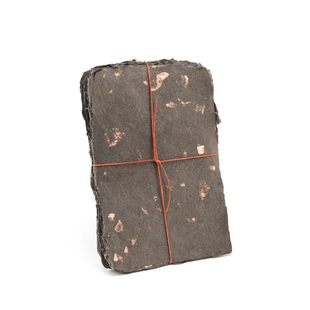 Handmade onyx abaca paper embedded with copper leafing