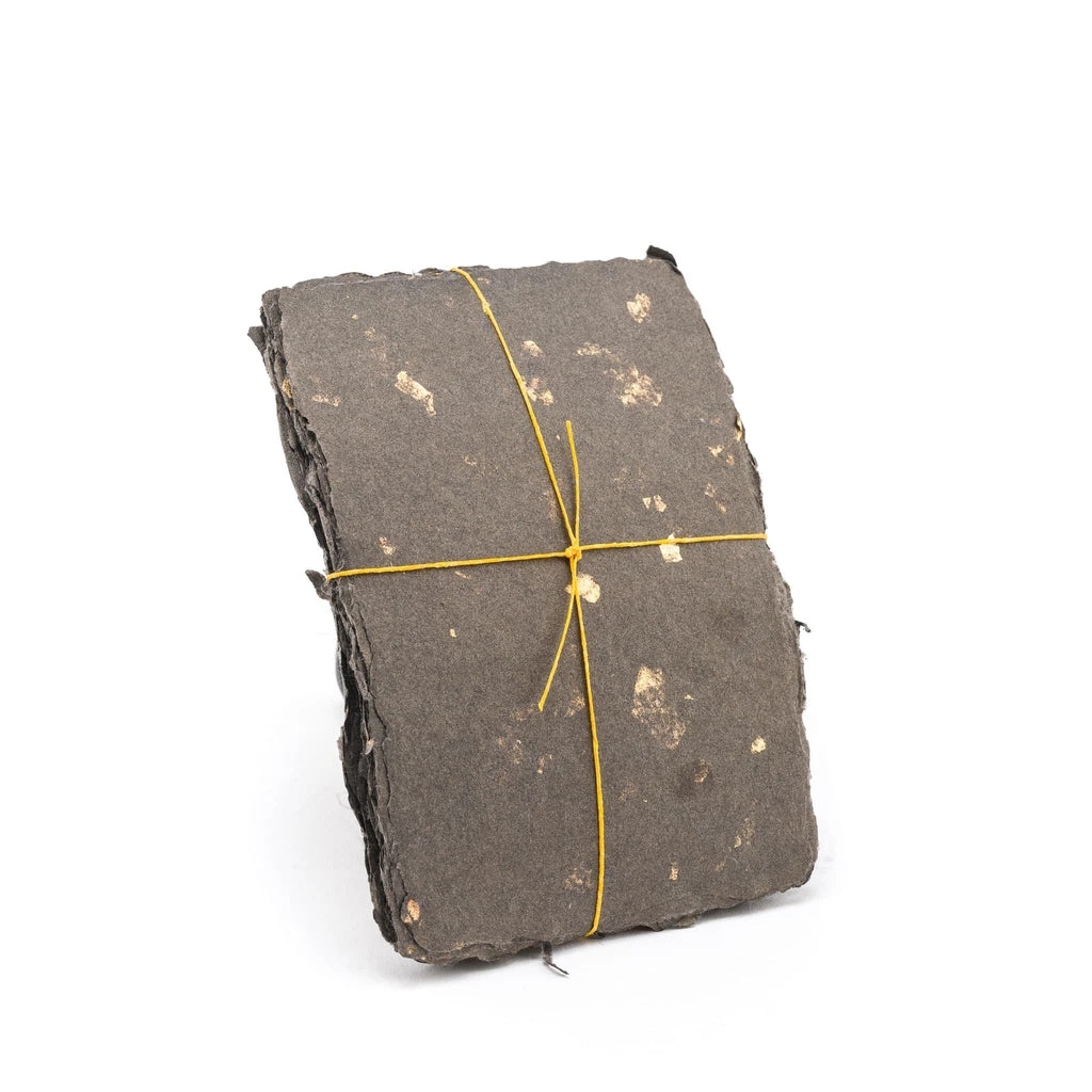 Handmade onyx abaca paper embedded with golden leafing