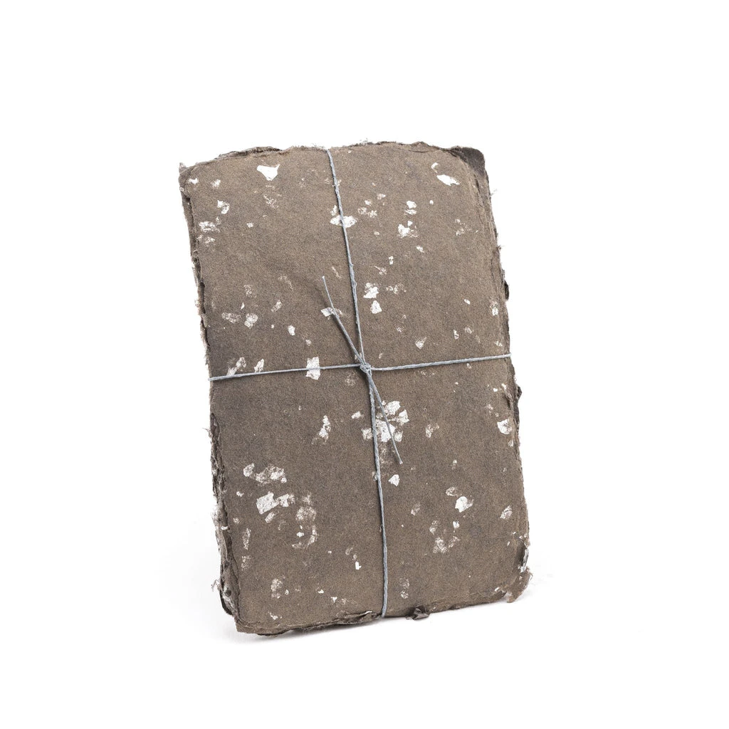 Handmade onyx abaca paper embedded with silver leafing