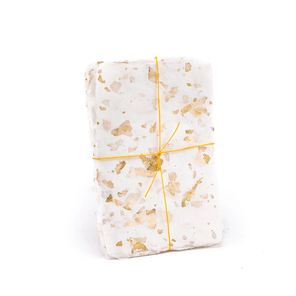 Handmade abaca paper embedded with golden leafing